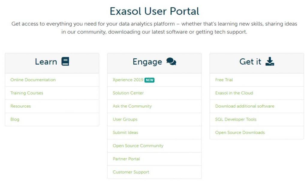 Exasol User Portal