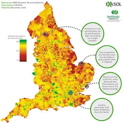 Antibiotics Heatmap UK by Exasol
